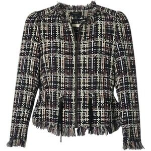 Halogen Tweed Fringe Jacket Multi-Color Confetti XS Petite Womens